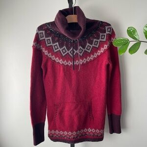 Eddie Bauer Wool Blend Fair Isle Turtleneck Roll Neck Knit Sweater Size Small